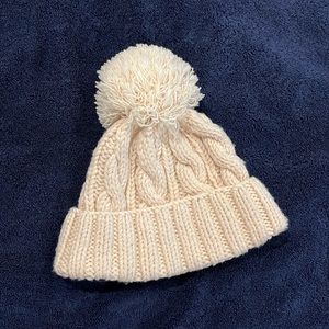 J Crew cable knit pom-pom wool beanie
